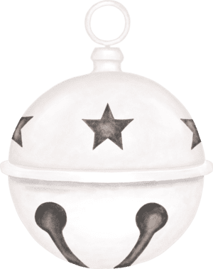 A white bell with black stars on it.