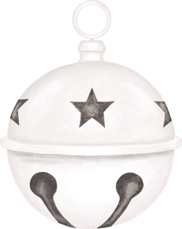 A white bell with black stars on it.