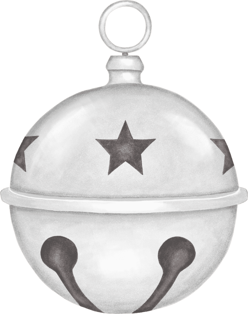 A bell with stars on it is hanging.