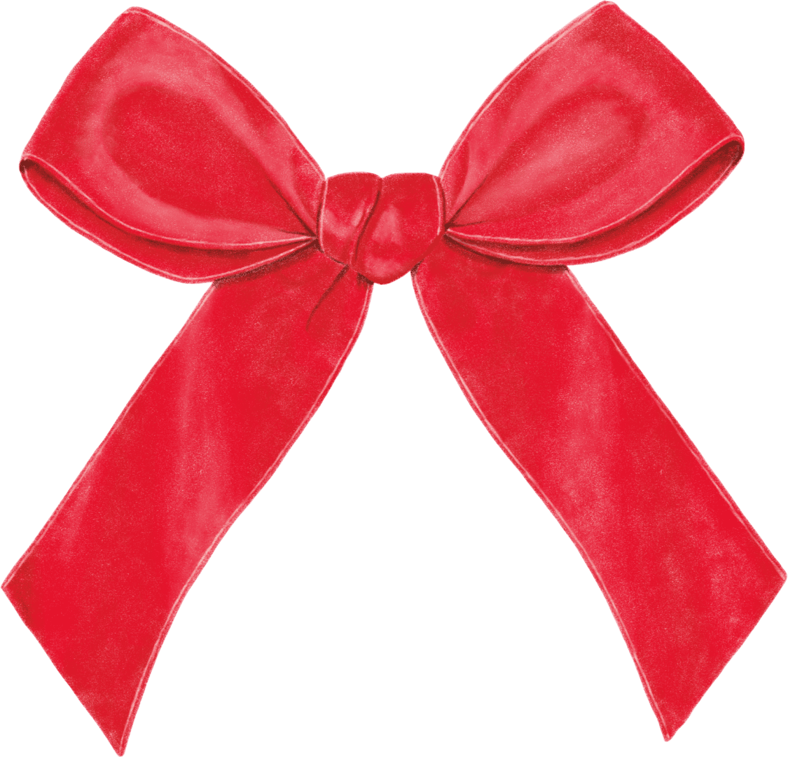 A red bow is tied to the side of a green wall.