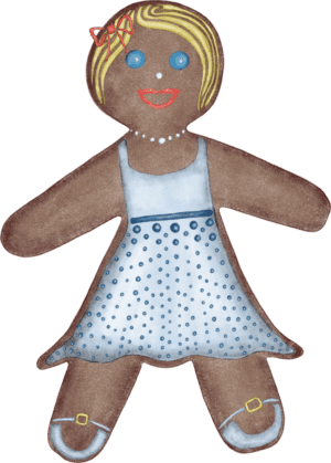 A doll with a dress and necklace on it