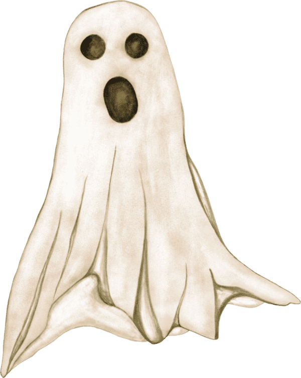 A ghost with its mouth open and eyes wide opened.