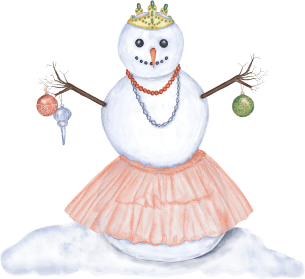 A snowman with a crown and keys on it's head.