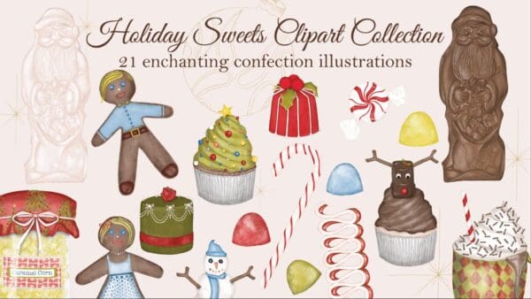 A collection of holiday sweets clipart.